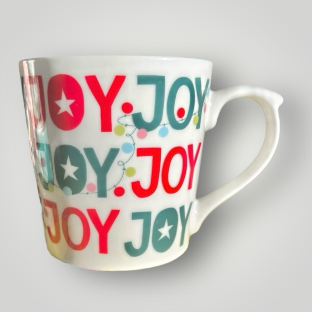 Maud Borup Christmas Coffee XL Mug "JOY JOY JOY" 20 oz Collectible 4in Preowned